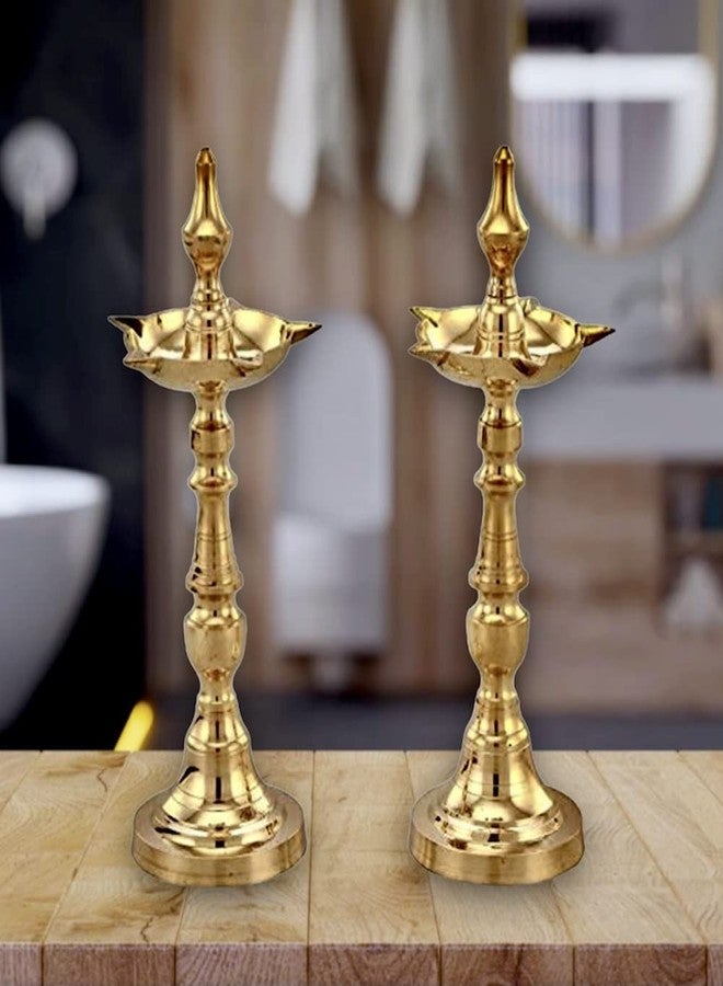 Brass Gallery مصباح نحاسي فانسي كاشي ساماي ديا زيت ديوالي بوجا 100% ذهبي طبيعي ارتفاع 9 بوصة - Image 1